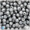 BeadTin Medium Silver Pearl 10mm Faceted Round Plastic Craft Beads (225pcs)